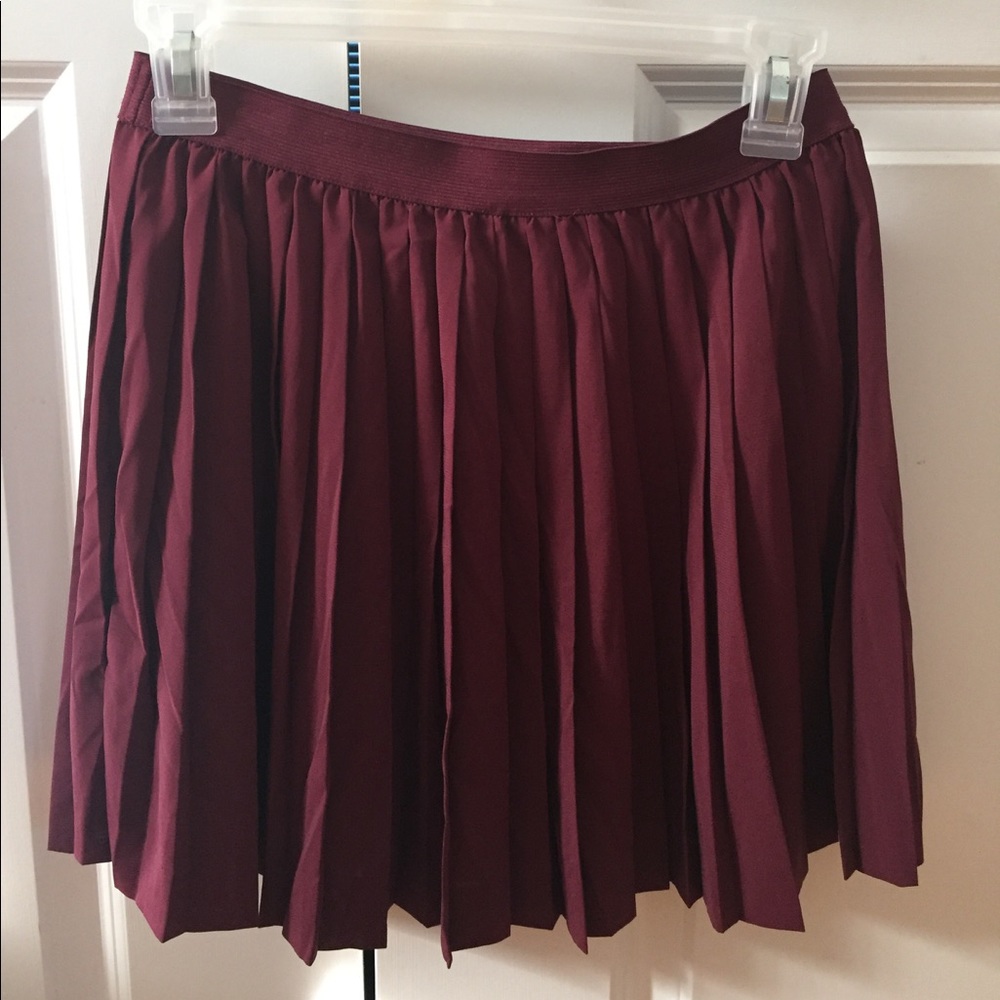 New Burgundy Pleated Skirt