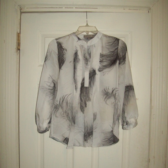 Jigsaw Tops Jigsaw Feather Print 0 Silk Made In Usa Blouse Poshmark