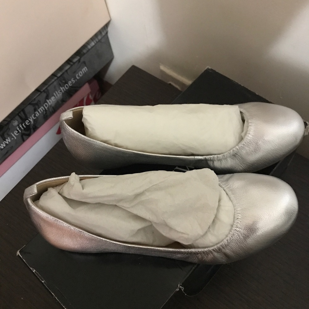 Woman J.Crew Silver Flats