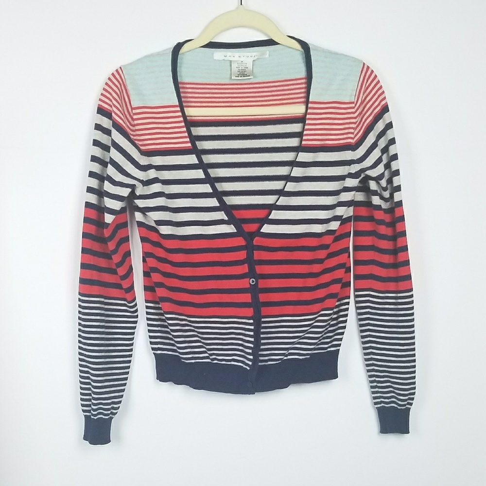 Max Studio Striped Cardigan - Picture 1 of 4