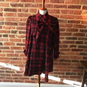 Chicwish plaid button up jacket with bow