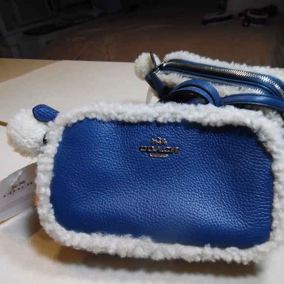 COACH-LEATHER & SHEARLING-SLATE-Pouch~64706~NWT - Picture 3 of 8