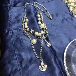 Silver tone beaded necklace