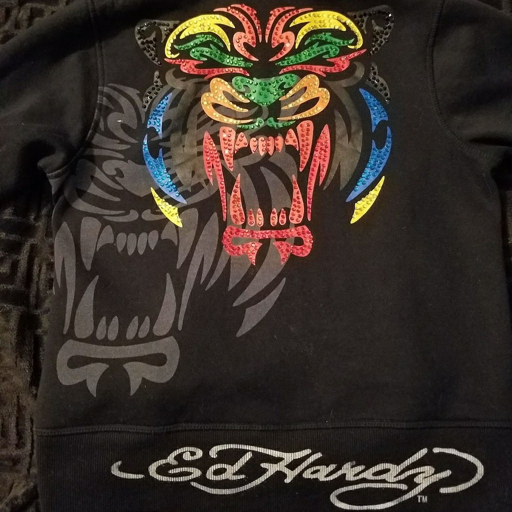 Multicolored Tiger, Black Ed Hardy Hoodie
