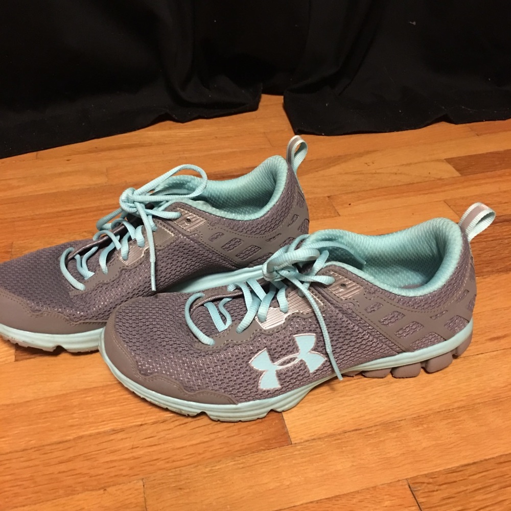 Blue and gray sneakers