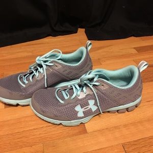 Blue and gray sneakers