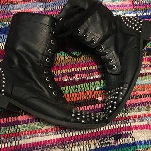 black studded combat boots