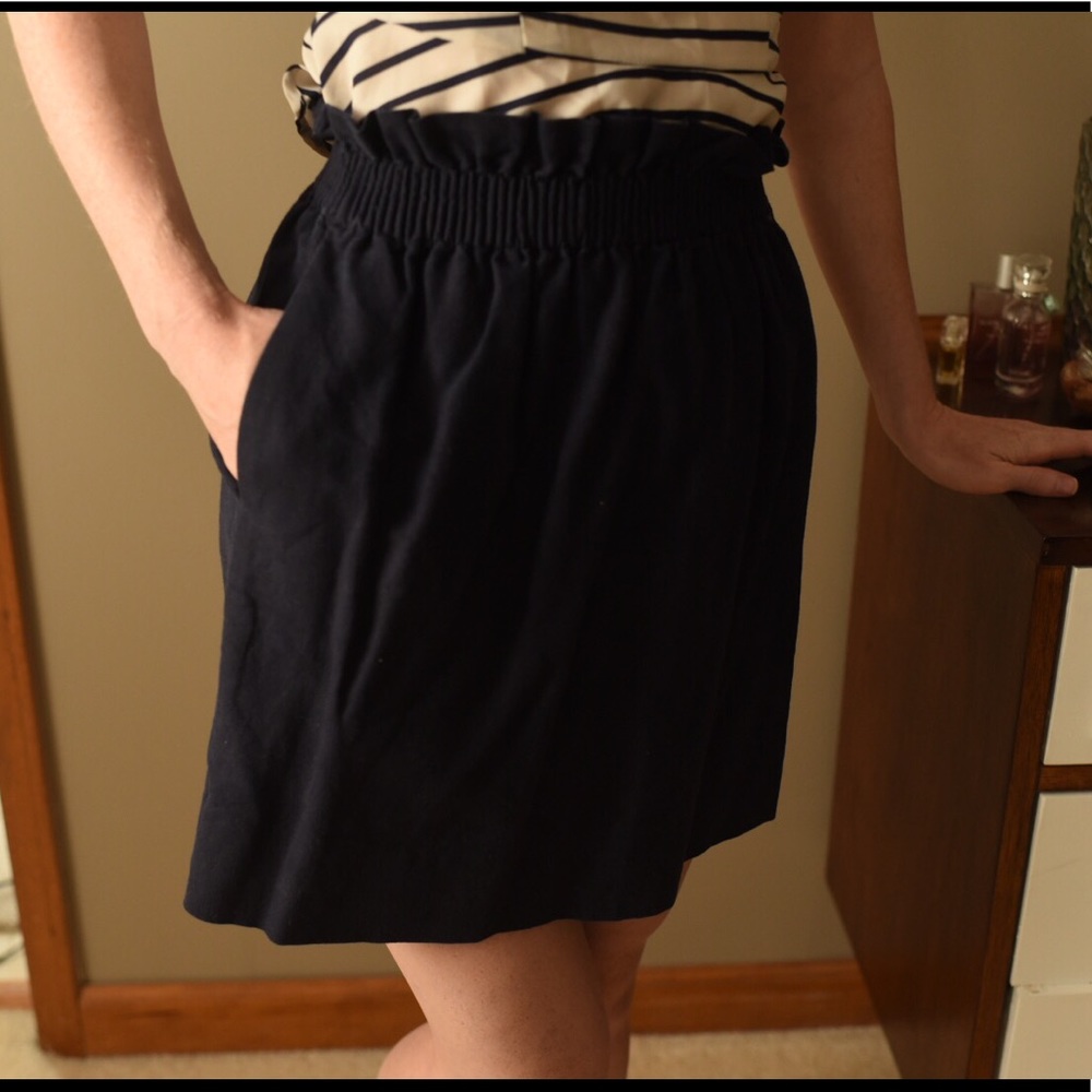 J. Crew Navy Blue Paper Bag Skirt Size 2