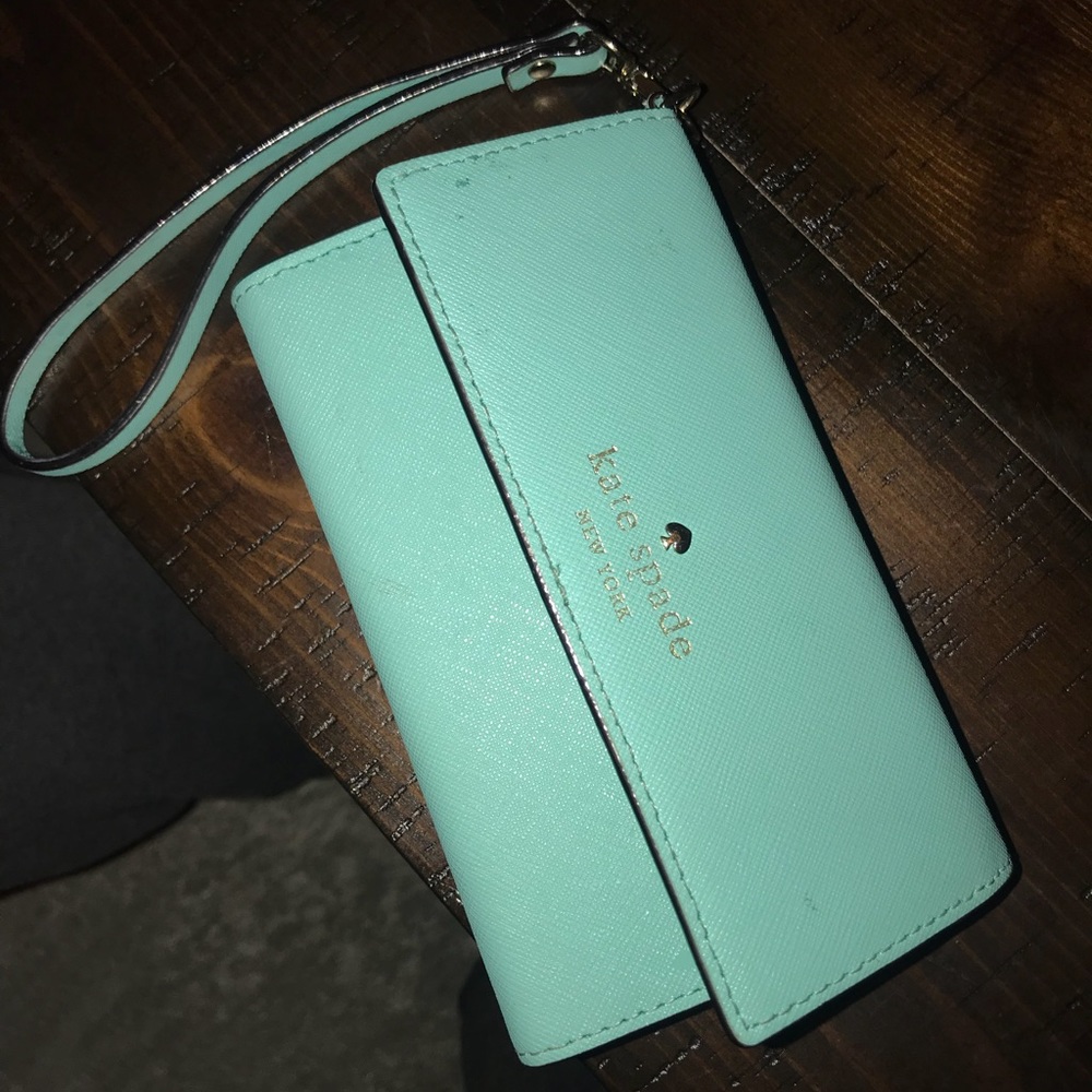 Turquoise Kate spade iPhone wristlet