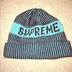 Teal and black Supreme winter hat