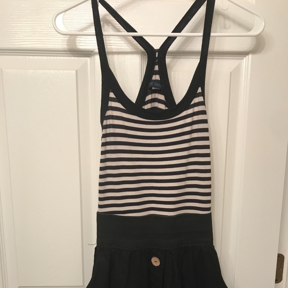 BLACK AND WHITE STRIPE, BUTTONS, POCKETS DRESS