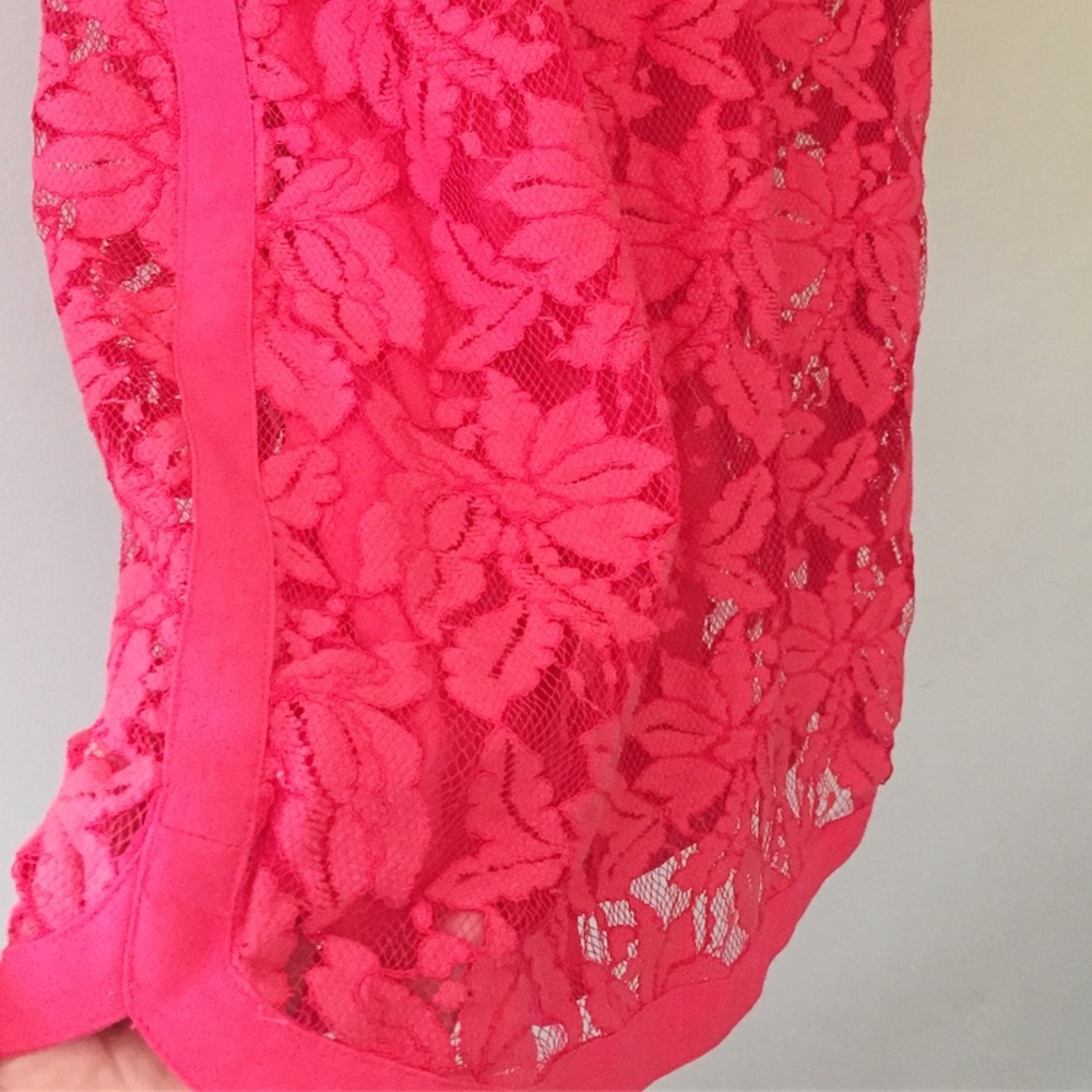 Donna Morgan Bright Pink Lace Sheath Dress - Picture 3 of 4