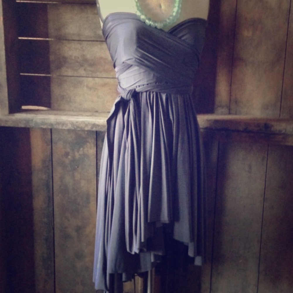 Convertible wrap jersey dress dark gray