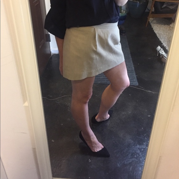 Vintage Beige Linen Mini Skirt - Picture 11 of 14