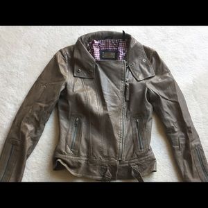 Taupe Macage Leather Jacket