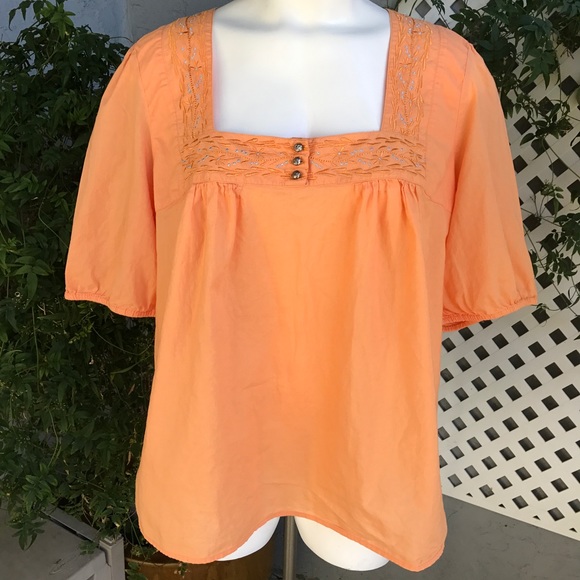 SOLD AVENUE Peach Boho Blouse Shirt Sz 18/20 - Picture 2 of 8