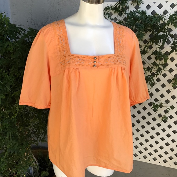 SOLD AVENUE Peach Boho Blouse Shirt Sz 18/20 - Picture 3 of 8