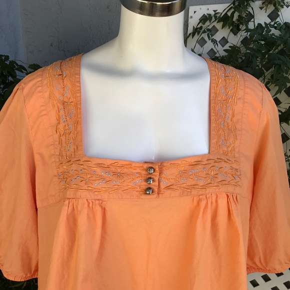 SOLD AVENUE Peach Boho Blouse Shirt Sz 18/20 - Picture 7 of 8