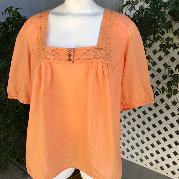 SOLD AVENUE Peach Boho Blouse Shirt Sz 18/20 - Picture 8 of 8