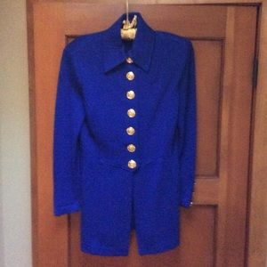 St. John blue knit long jacket