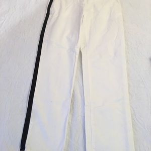 Gap cream/ white khaki's with black tuxedo stripe