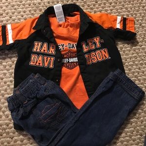 Harley Davidson Velvet Denim 3 Piece baby boys set