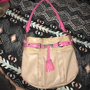 Rosetti tan and pink leather purse