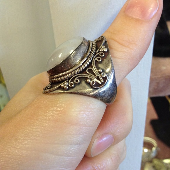 SOLD Moonstone Ring Real 925 Silver - Picture 4 of 6