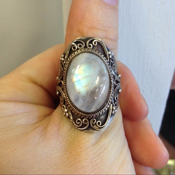 SOLD Moonstone Ring Real 925 Silver - Picture 3 of 6