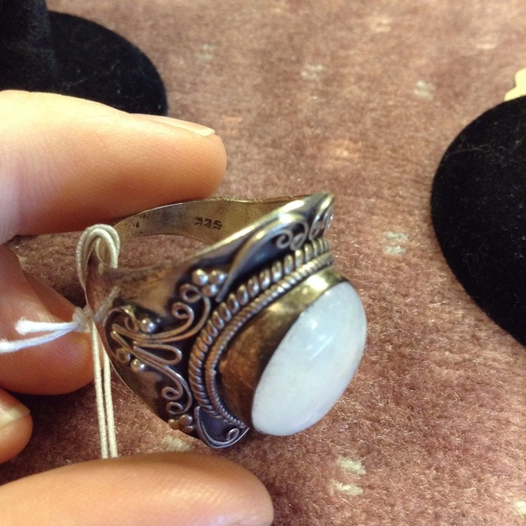 SOLD Moonstone Ring Real 925 Silver - Picture 2 of 6
