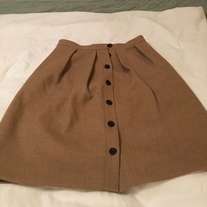 JCrew 100% wool brown button up skirt