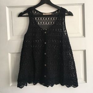 NEW black Foreign Exchange crochet tank