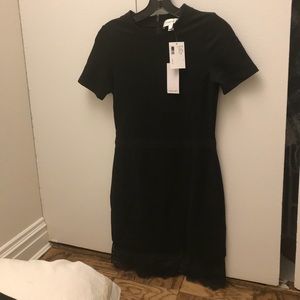 Carven Knit w/ Lace Dress, Black Pencil Dress