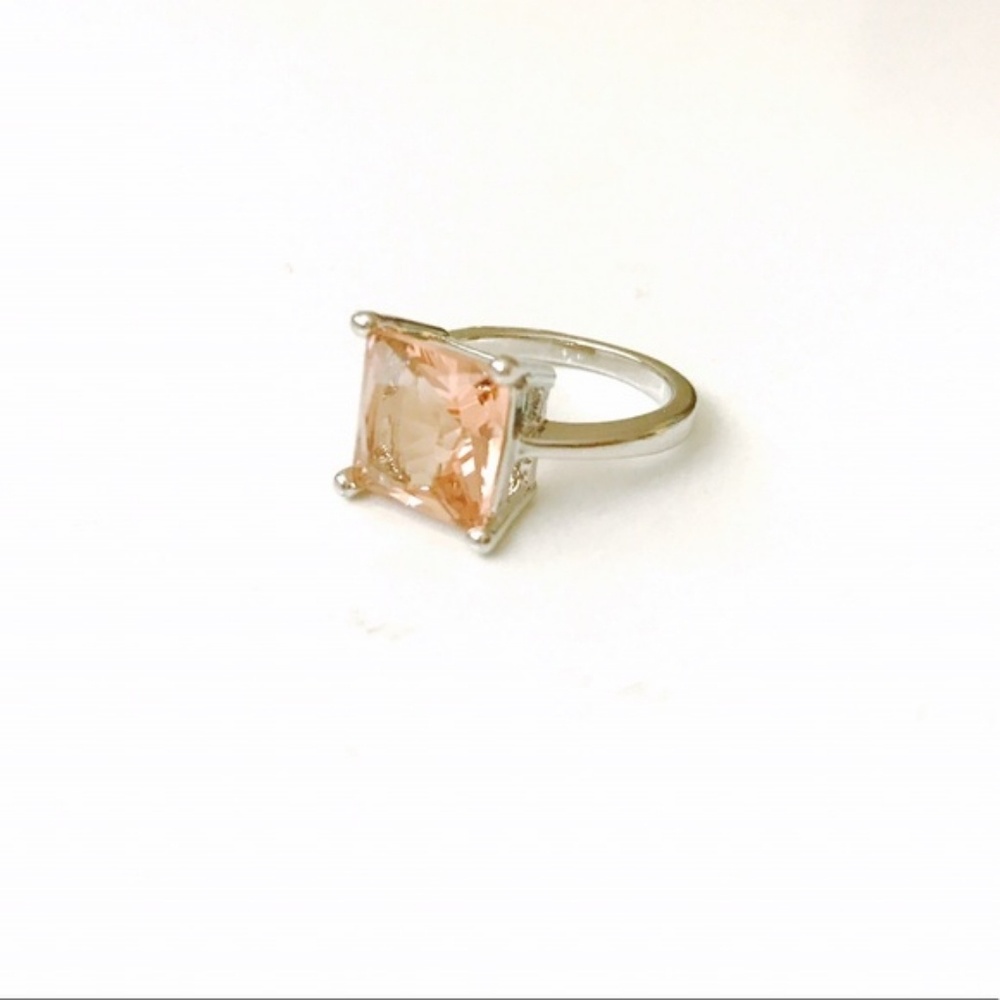 NWT Morganite Princess Cut Silver Ring