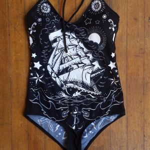 Too Fast Skelly One-Piece Swimsuit Small