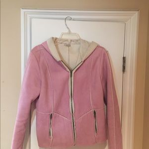 Pink coat with fake fur (used)