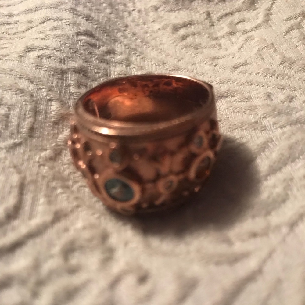 Copper multi colored stone ring