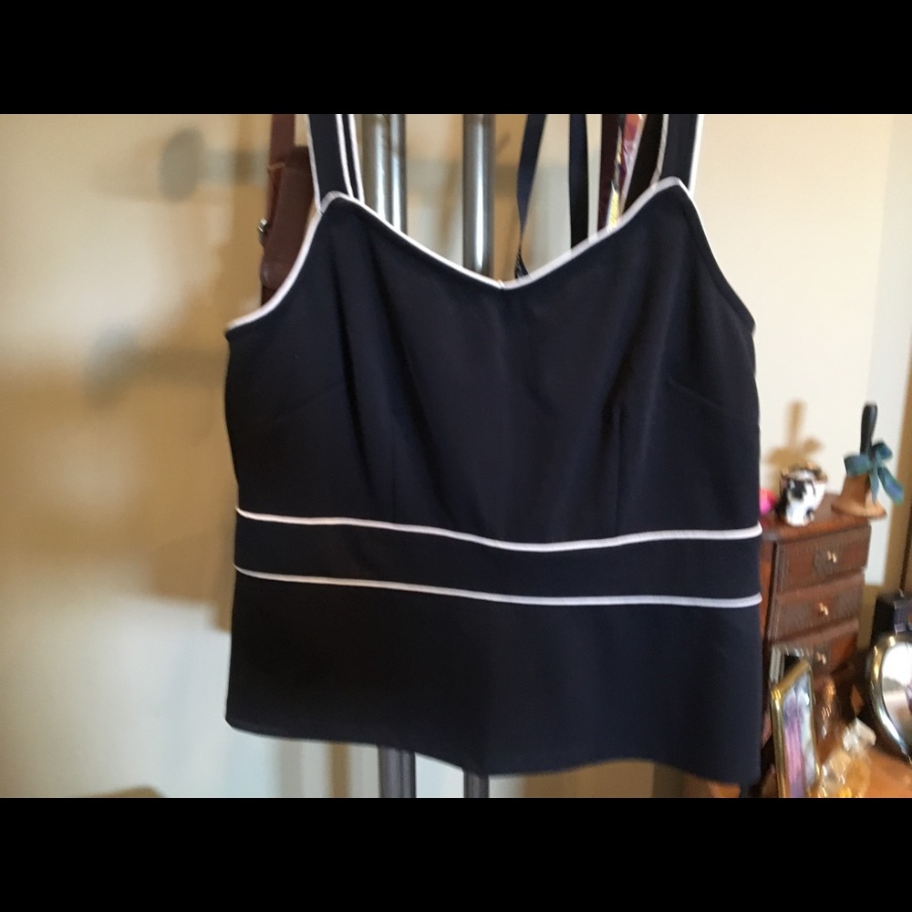 Navy Peplum Top