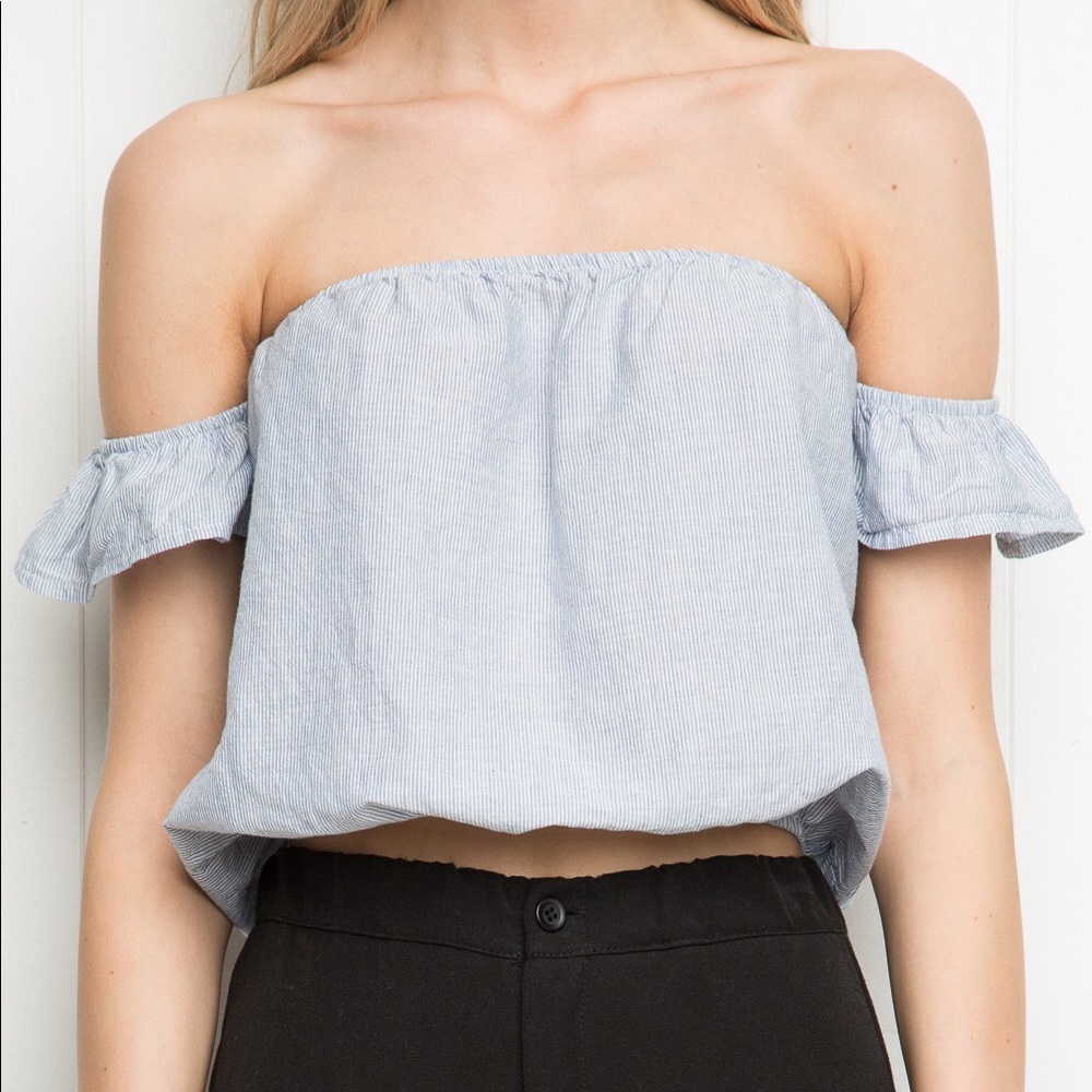 Striped off the shoulder top