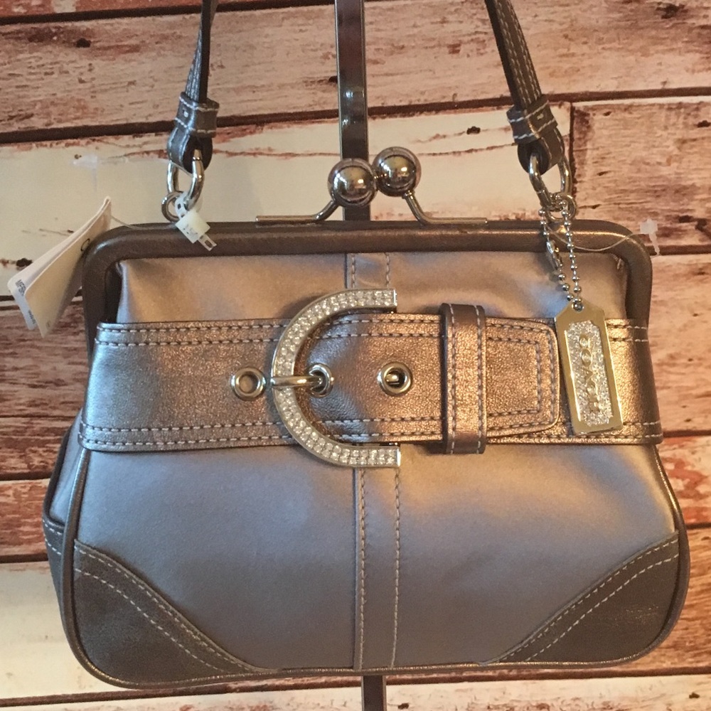 🆕Coach Satin Framed Kisslock Evening Satchel