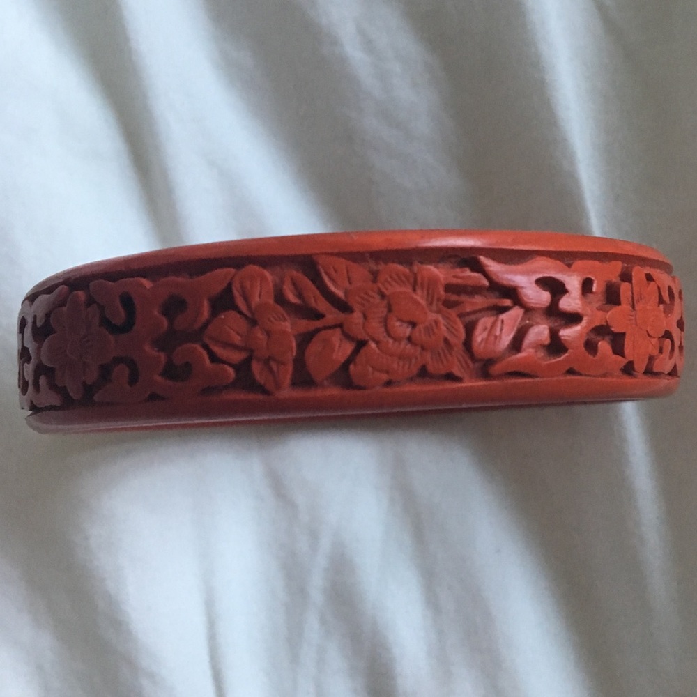 Red engraved Wood bracelet from Greece