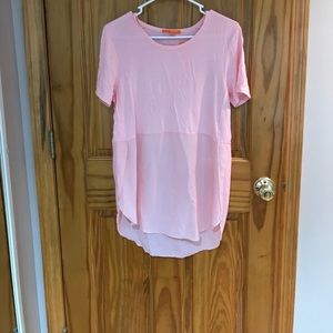 NWT. Tunic length shirt sleeve pink tee.