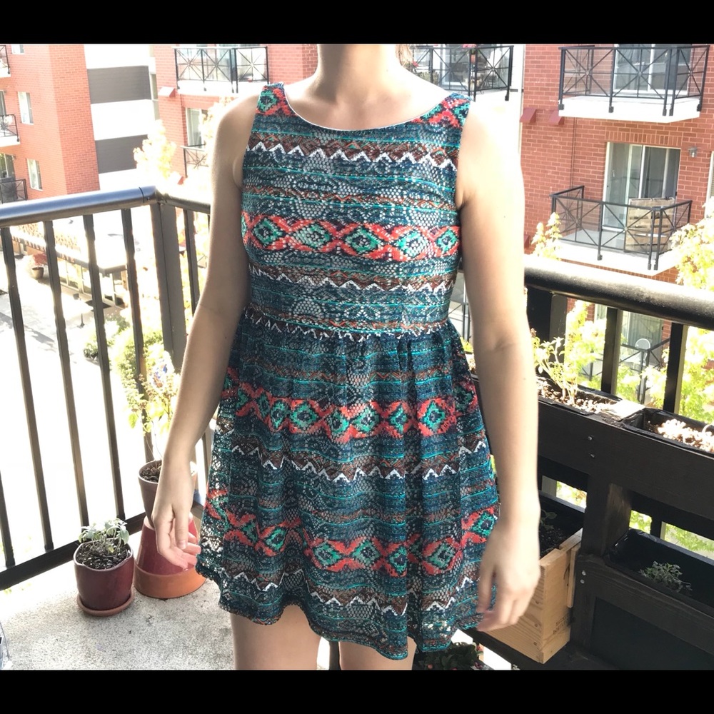 Xhilaration lace multicolored dress, medium