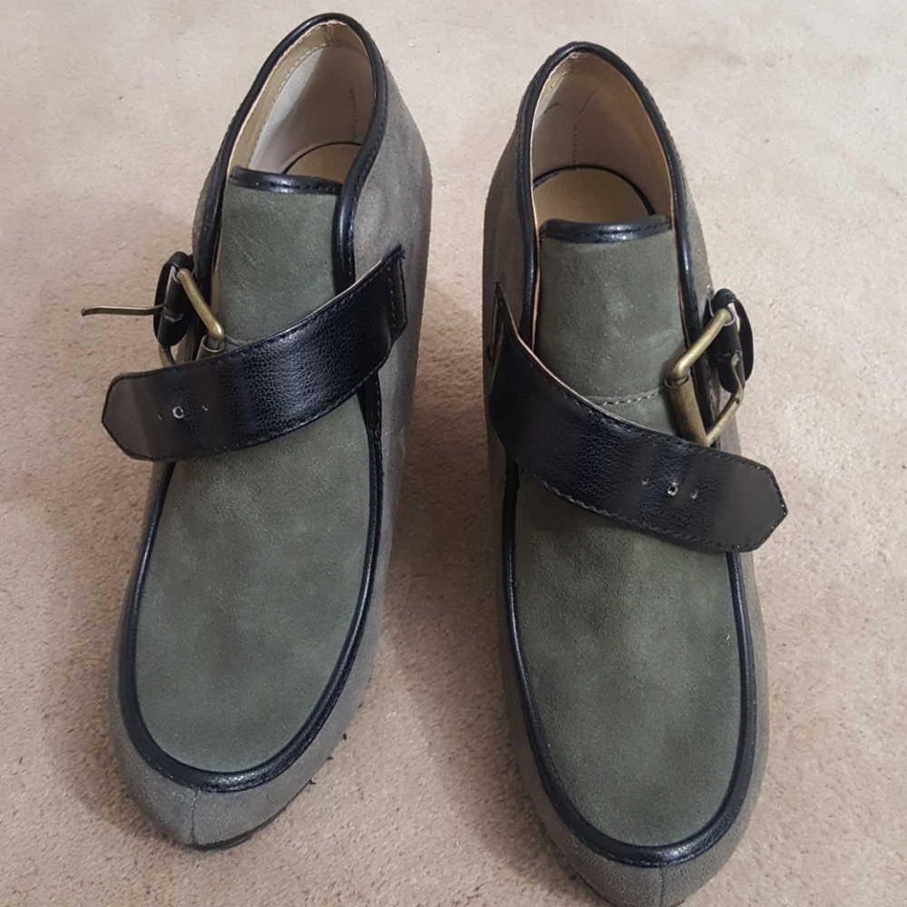 Grey Wedge Suede Shoes
