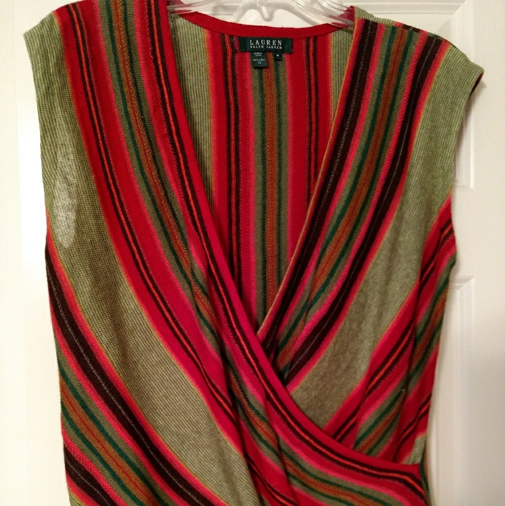 Lauren women's multi-stripe, Faux Wrap Top