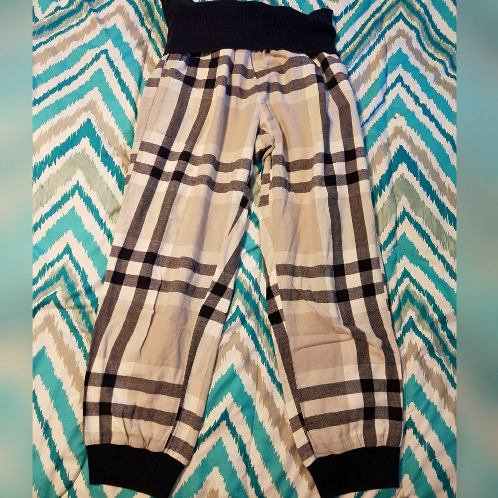 Cropped plaid pj pants