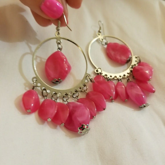 Pink Dangle Earrings - Picture 2 of 3