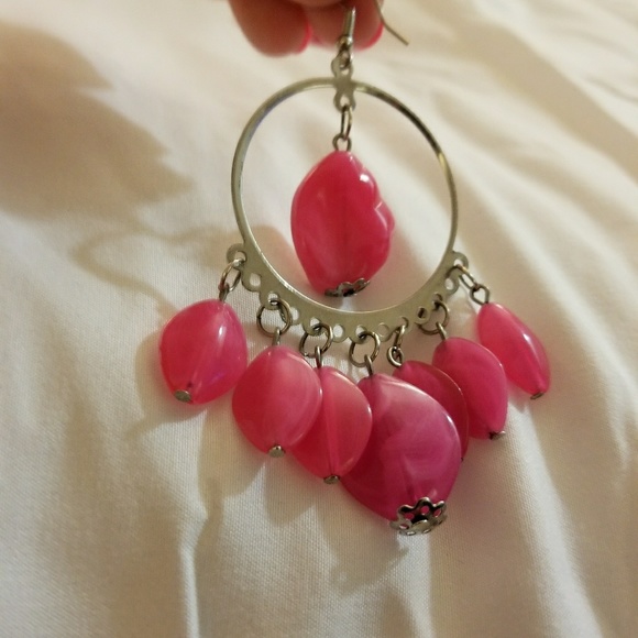 Pink Dangle Earrings - Picture 3 of 3