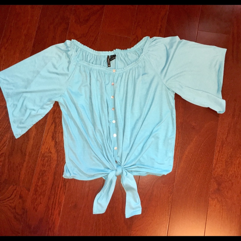 Island Aqua waist-tie blouse