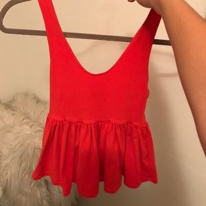 ❌SOLD❌ red/orange peplum tank top